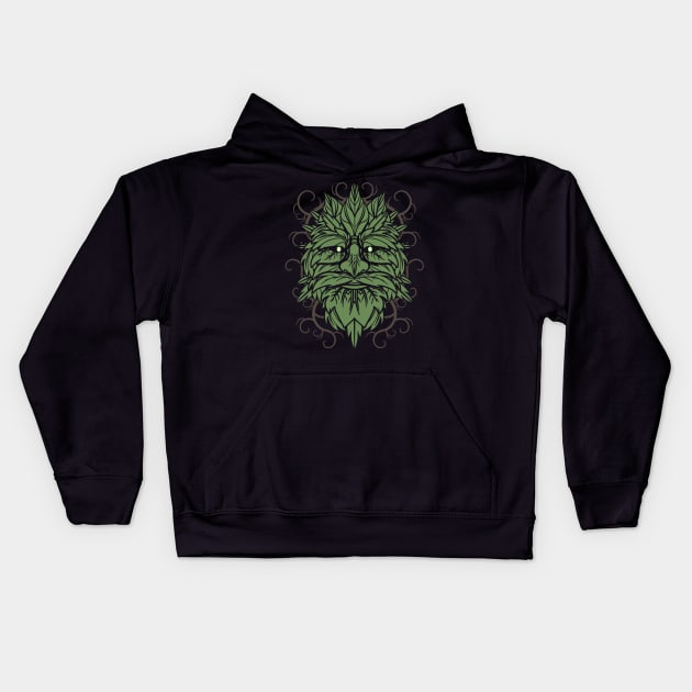 TRADITIONAL CELTIC WICCA PAGAN GREENMAN T-SHIRT AND MERCHANDISE Kids Hoodie by Tshirt Samurai